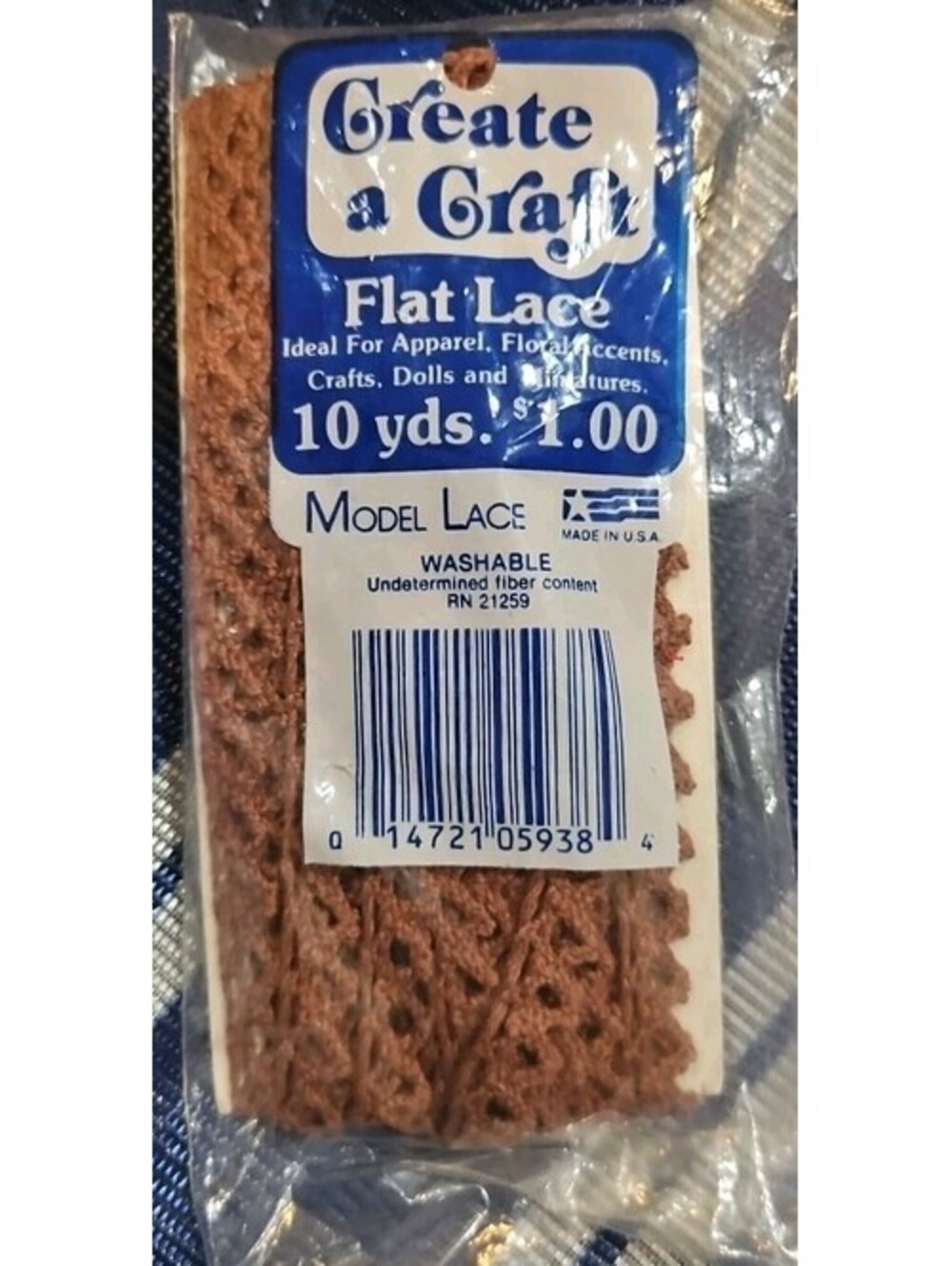 Flat Lace .5” Create a Craft Model Lace Washable NIP 10 Yards